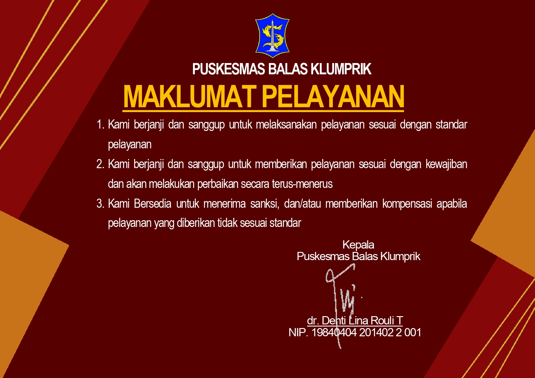 Maklumat Puskesmas Balas Klumprik